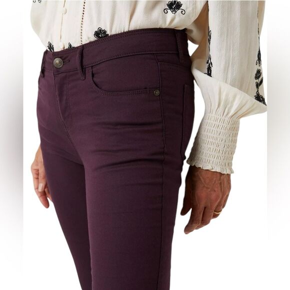 Fat Face Five Pocket Jeggings In Burgundy Womens Size 6 - Picture 2 of 12